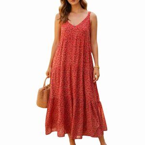 Joie Bondi Tiered Sleeveless Midi Dress in Tea Rose 100% Cotton Soft/Flowy - Med